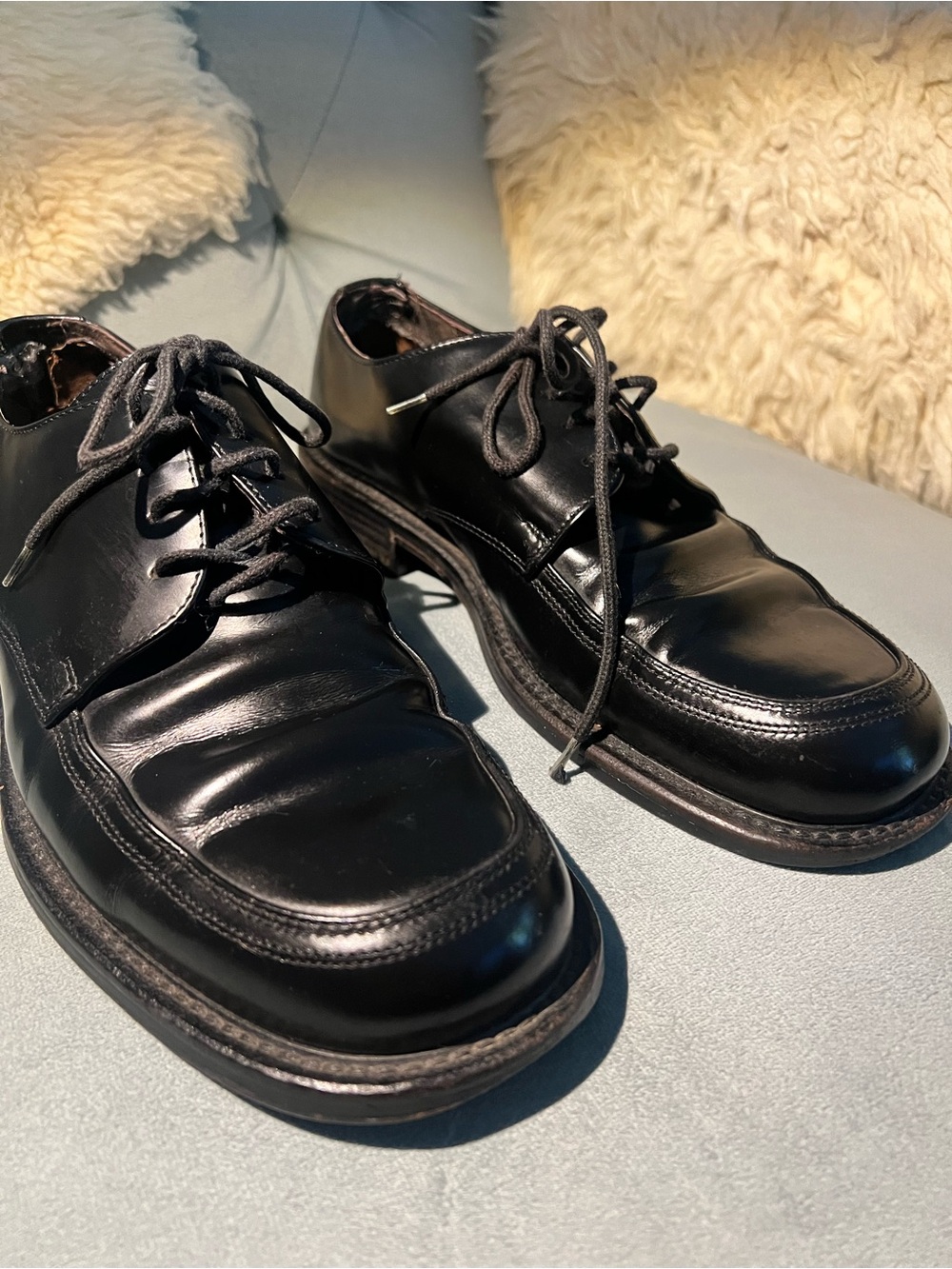 Vintage BR Classic Black Leather Men's Lace-Up Dress Shoes Made in Italy